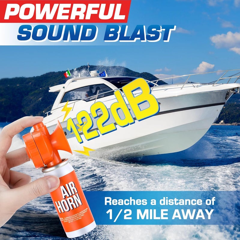 ElectricWise Air Horn 1.4oz, 122dB Loud Air Horns for Safety, Heard Up to 1/2 Mile Away, Small Boat Marine Horn Can, Meet US Coast Guard, Emergency Use for Marine Boating - Image 2